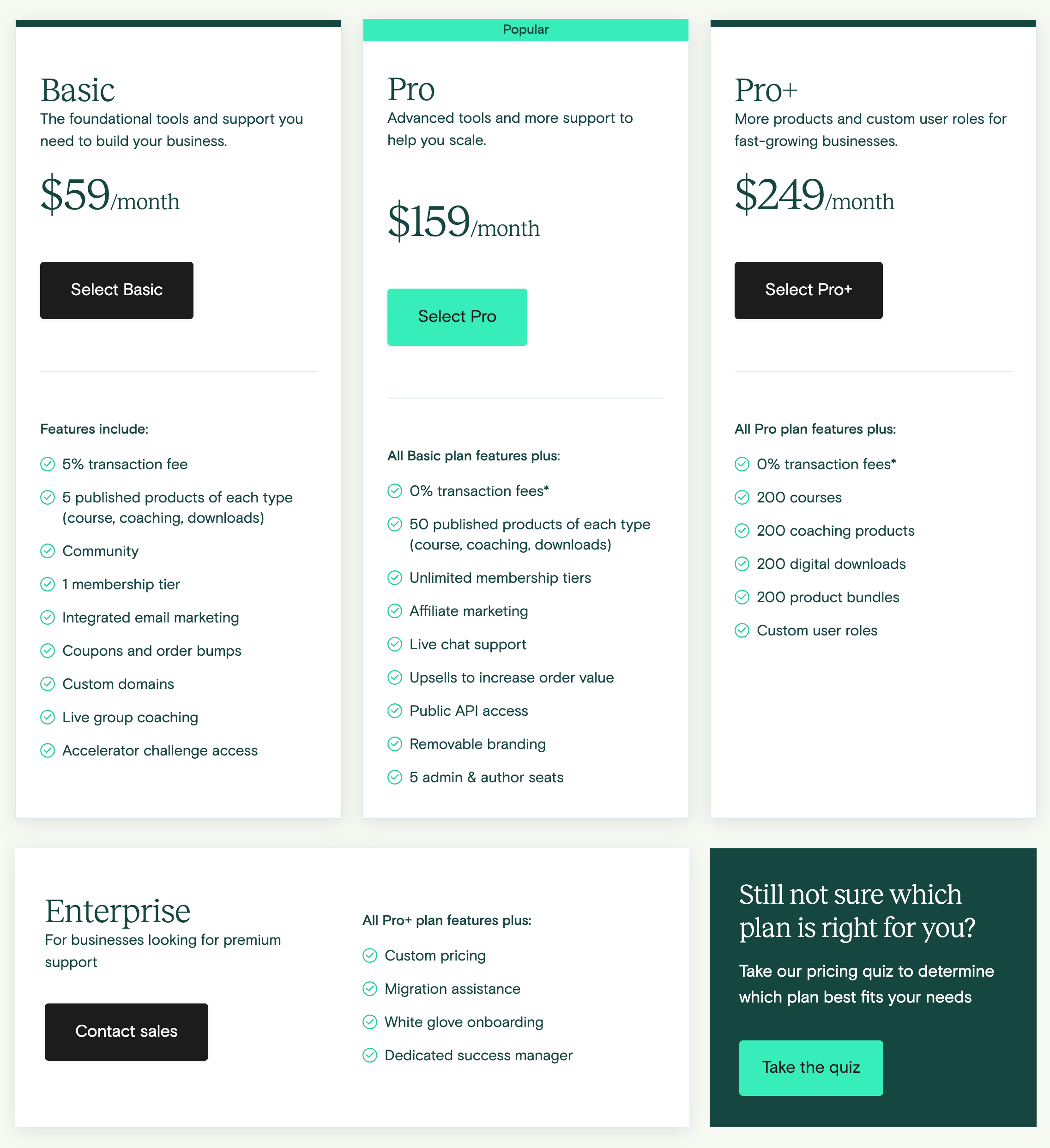 Teachable Pricing and Plans