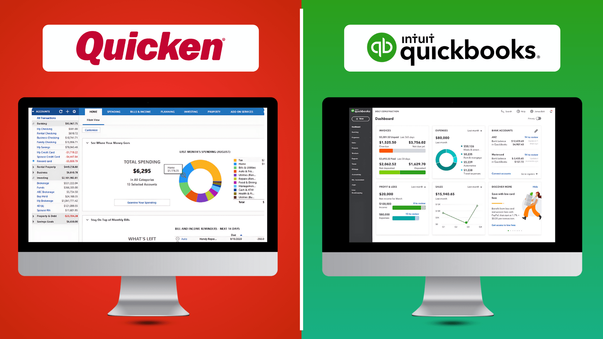 Features of Quicken vs Quickbooks