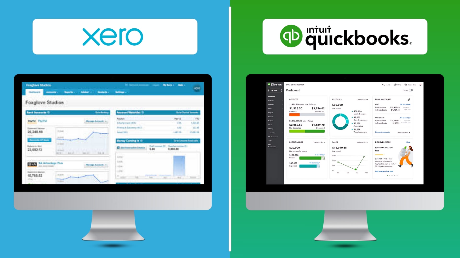 Interface Design of Xero vs Quickbooks