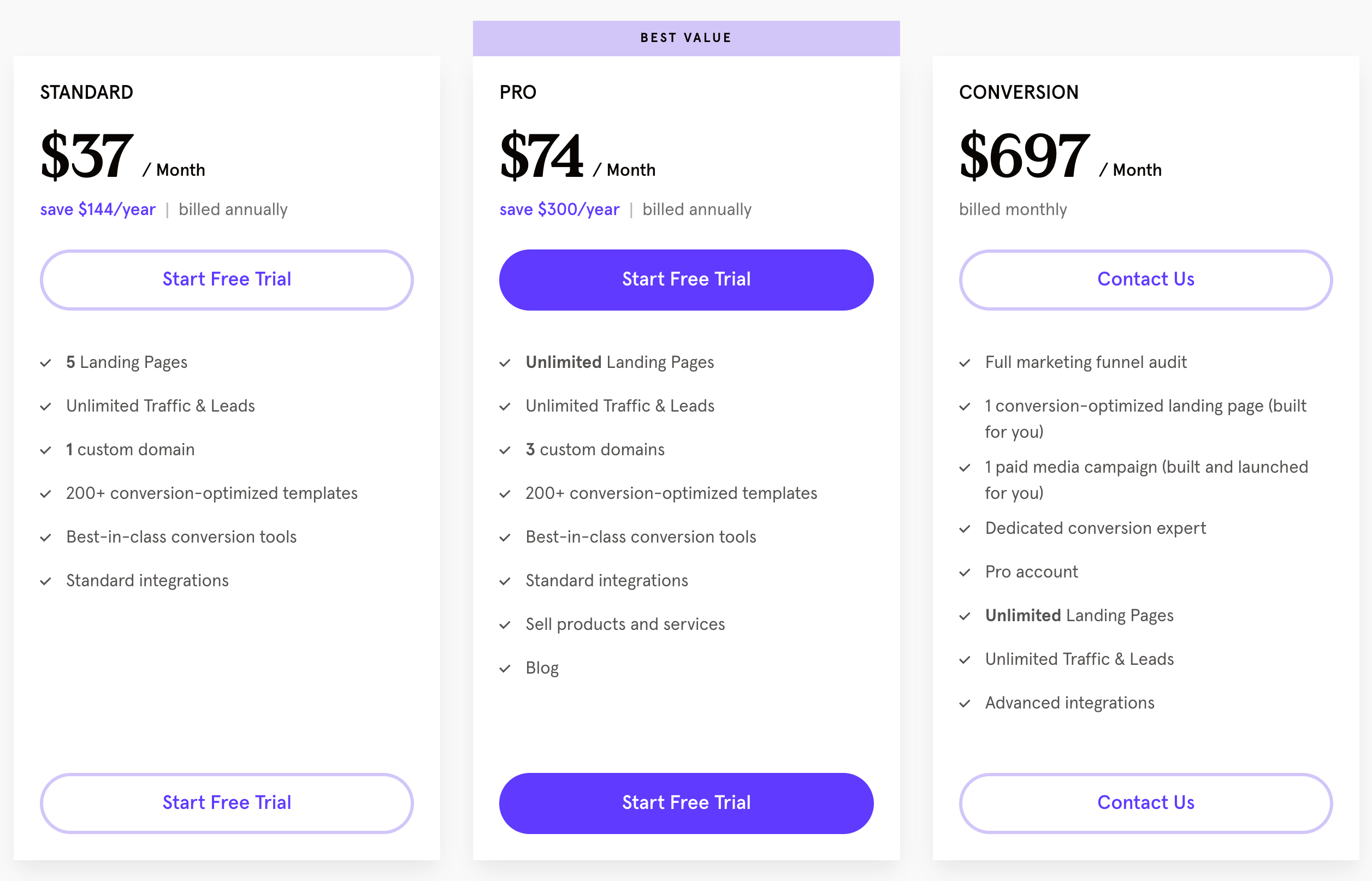 Leadpages pricing and plans