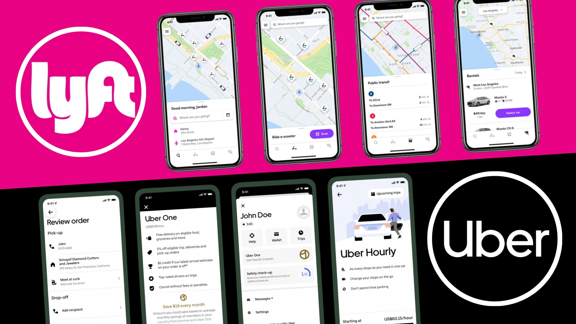 Lyft or Uber App Interface And Features -Uber vs Lyft - BrandVSAlternate.Com